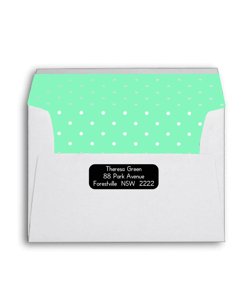 White envelope with return address label